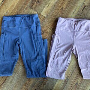 2 pairs Girls M Stelle Leggings with Pockets Ankle Length Comfortable